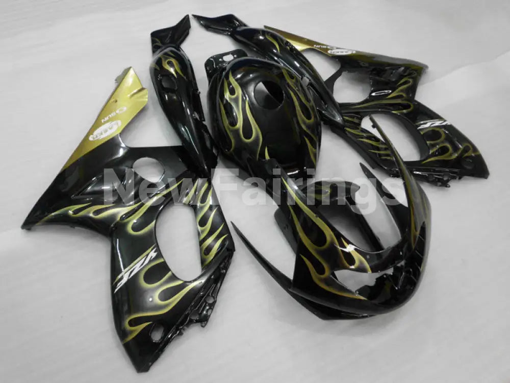 Black and Golden Flame - YZF600R Thundercat 96-07 Fairing Kit Vehicles & Parts > Vehicle Parts & Accessories > Motor