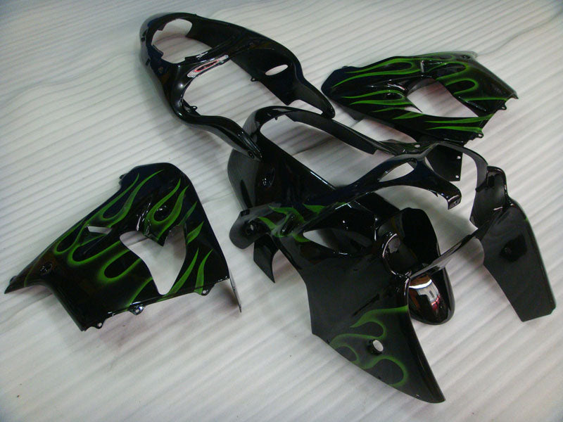 Black with Green Flame - NINJA ZX-9R 00-01 Fairing Kit