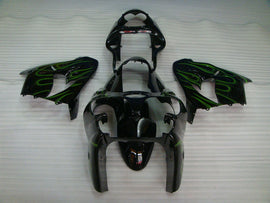 Black with Green Flame - NINJA ZX-9R 00-01 Fairing Kit