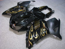 Load image into Gallery viewer, Black and Matte Black with Golden Flame - NINJA ZX-14R