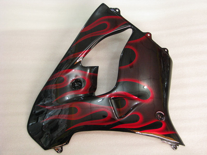 Black with Red Flame - NINJA ZX-9R 00-01 Fairing Kit