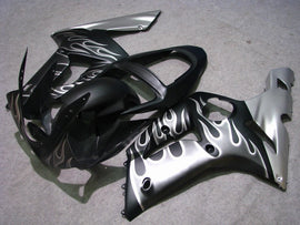 Black and Silver Flame - NINJA ZX-6R 03-04 Fairing Kit