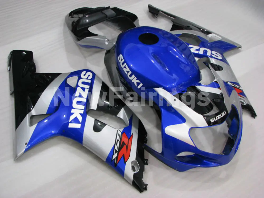Blue and Silver Black Factory Style - GSX-R600 01-03 Fairing Kit