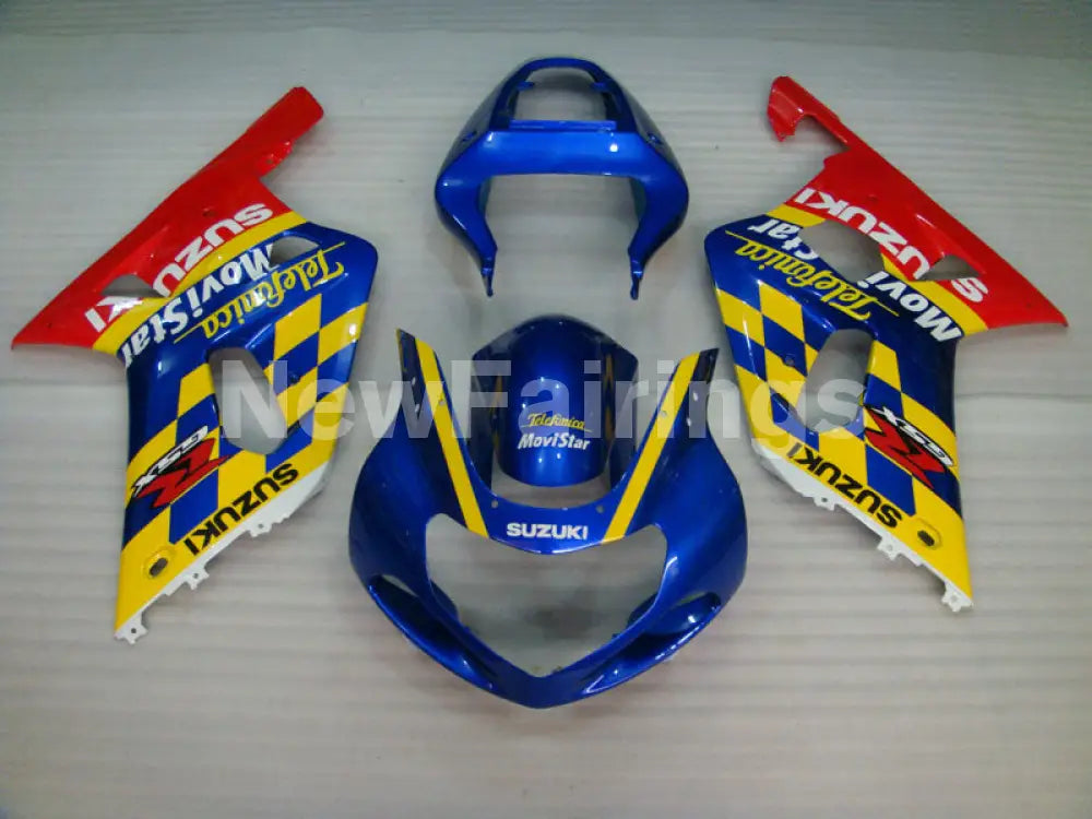 Blue and Yellow Red Movistar - GSX-R600 01-03 Fairing Kit