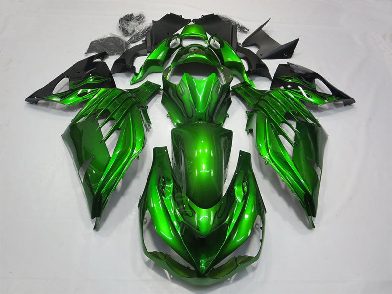 Green and Black Flame - NINJA ZX-14R 12-25 Fairing Kit
