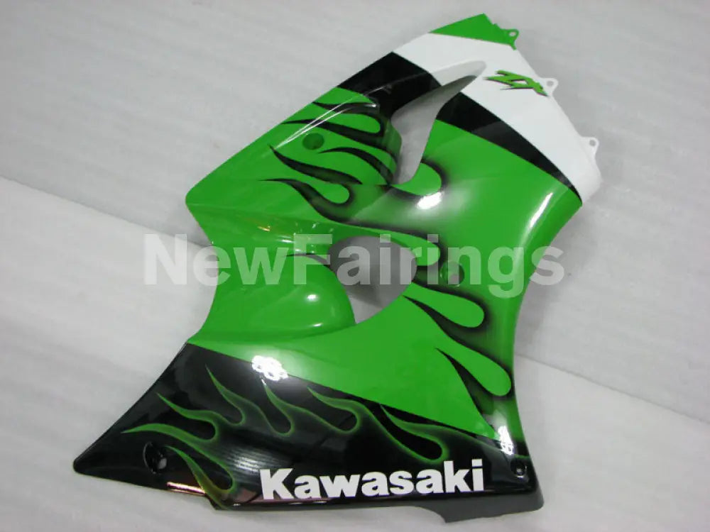 Green and Black Flame NINJA ZX 6R 00 02 Fairing Kit
