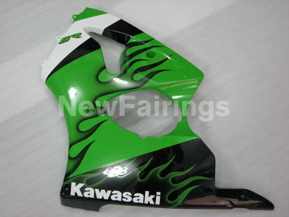 Green and Black Flame NINJA ZX 6R 00 02 Fairing Kit