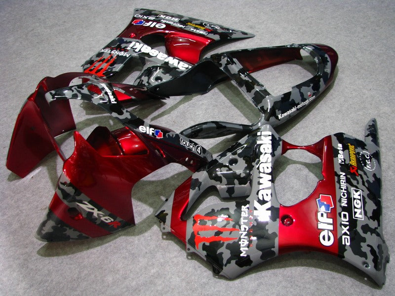 Grey and Red Monster - NINJA ZX-6R 00-02 Fairing Kit
