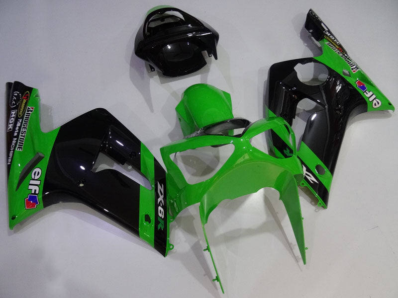 Black and Green Factory Style - NINJA ZX-6R 03-04 Fairing Kit