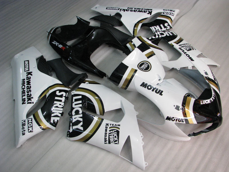 Black and White Lucky Strike - NINJA ZX-6R 05-06 Fairing Kit