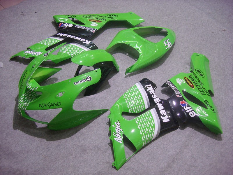 Number 56 Green and Black Nakano - NINJA ZX-6R 05-06 Fairing Kit
