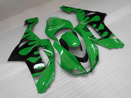 Green and Black Flame - NINJA ZX-6R 07-08 Fairing Kit