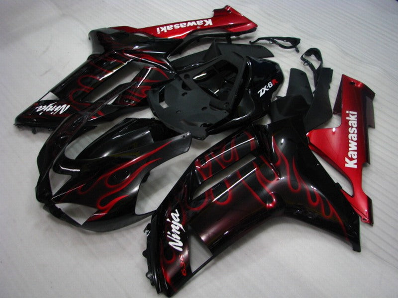 Black and Red Flame - NINJA ZX-6R 07-08 Fairing Kit