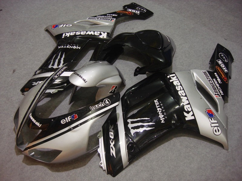Silver and Black Monster - NINJA ZX-6R 07-08 Fairing Kit