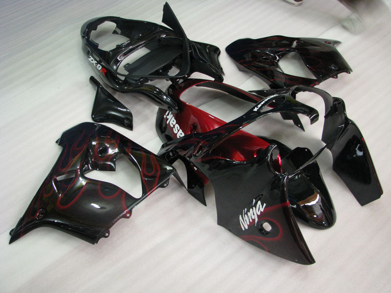 Black with Red Flame - NINJA ZX-9R 00-01 Fairing Kit