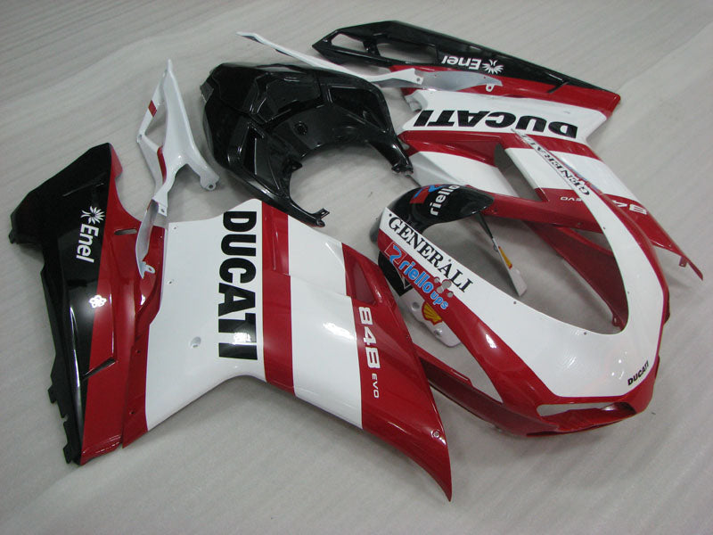 Red and White Black Enel - Ducati 848 07-11 Fairing Kit