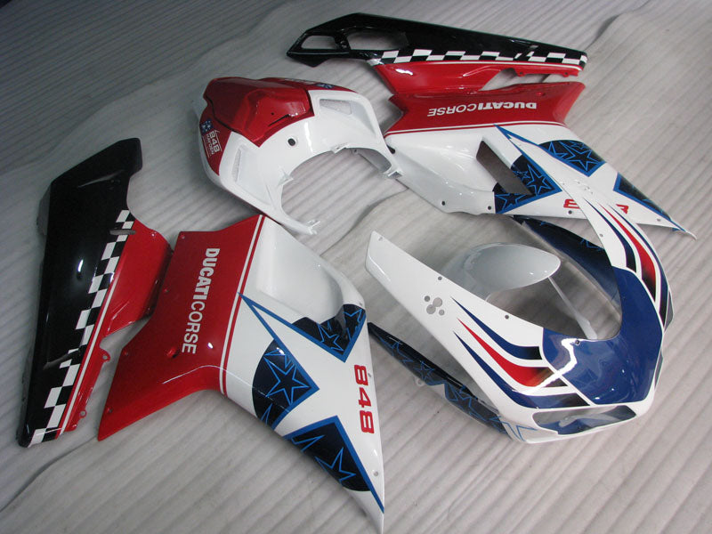Red and White Blue Star - Ducati 848 07-11 Fairing Kit