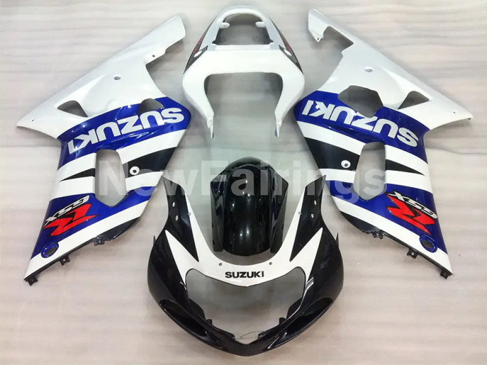 White and Blue Black Factory Style - GSX-R600 01-03 Fairing Kit