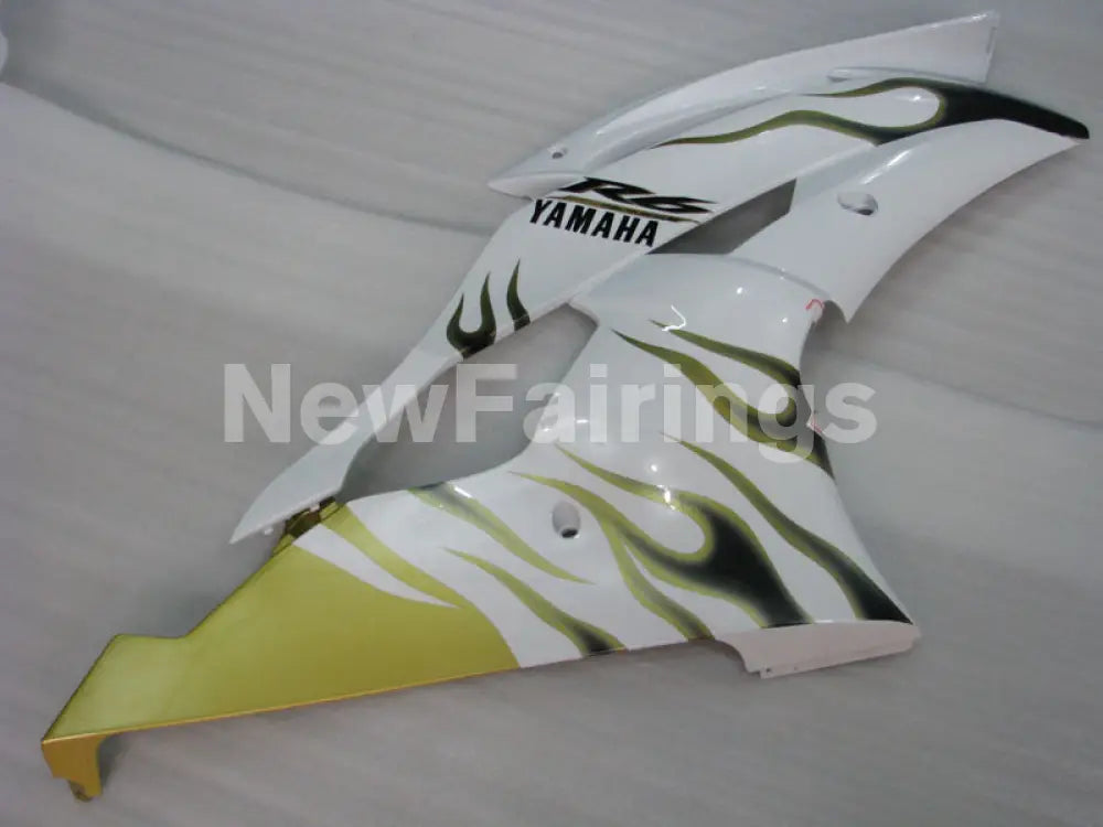 White and Golden Flame - YZF-R6 08-16 Fairing Kit Vehicles & Parts > Vehicle Parts & Accessories > Motor Vehicle Parts