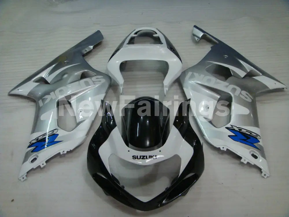 White and Silver Black Factory Style - GSX-R600 01-03 Fairing Kit