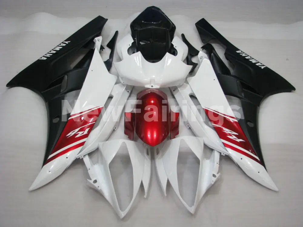 White and Wine Red Matte Black Factory Style - YZF-R6 06-07 Fairing Kit Vehicles & Parts > Vehicle Parts & Accessories