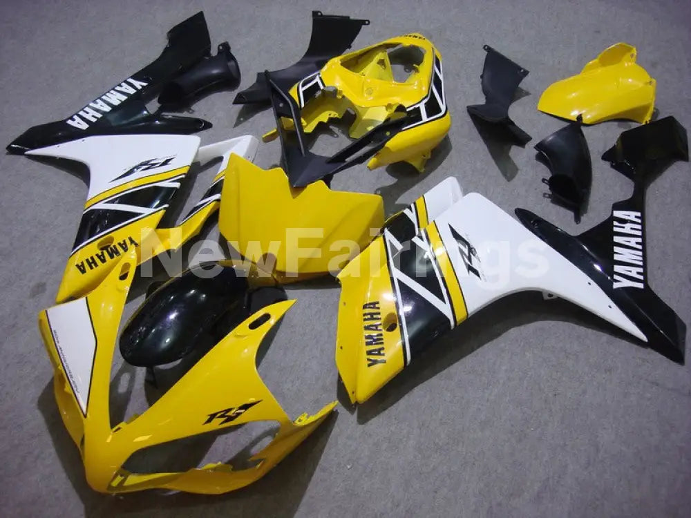 Yellow and Black White Factory Style - YZF-R1 07-08 Fairing Kit