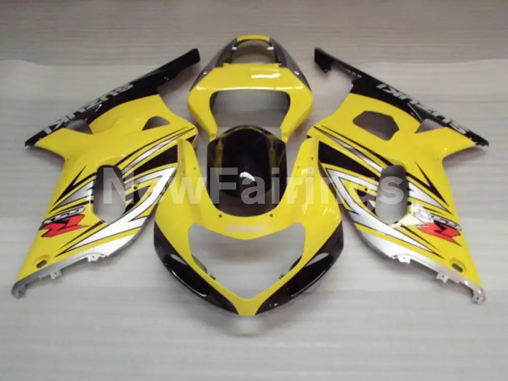 Yellow and Silver Black Factory Style - GSX-R600 01-03 Fairing Kit